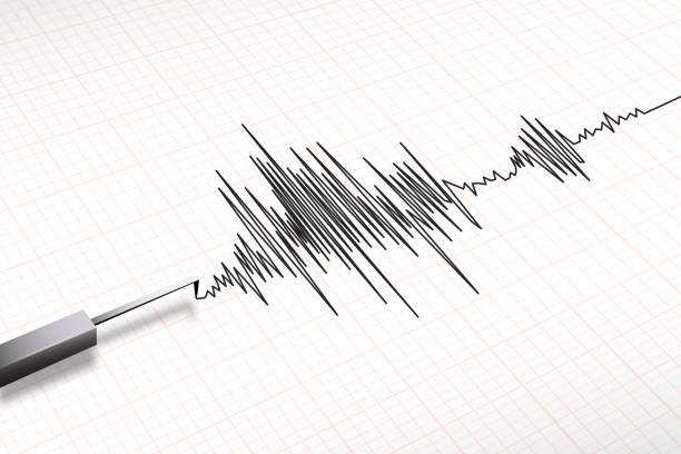 Closeup of a seismograph machine earthquake in vector format