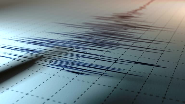 A close view of a seismograph arrow.