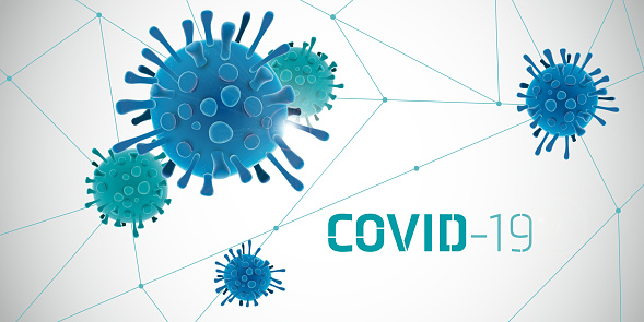 Covid 19 illustration isolated on a large banner